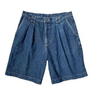 80s vintage highwaisted jean shorts denim pleated baggy relaxed faded jorts.